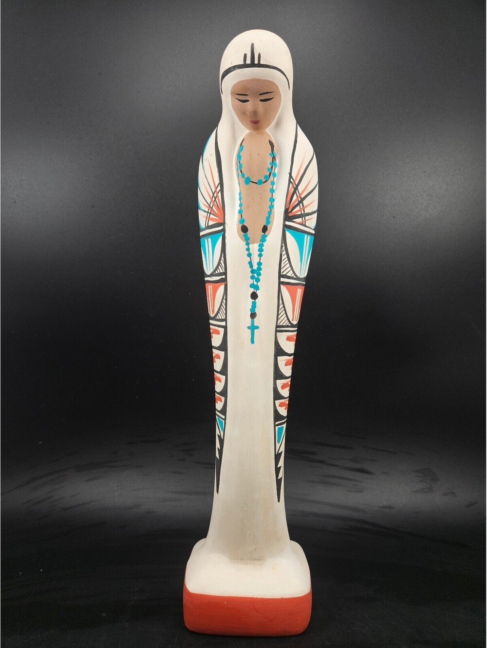 Vtg Southwestern Ceramic Madonna Statue Virgin Mary Native American Style 13”